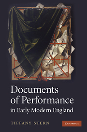 Prize winner  David Bevington Award for Best New Book in Early Drama Studies 2010 - Winner: Professor Tiffany Stern, Oxford