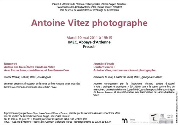 L’instant exalté : Antoine Vitez, metteur en scène et photographe. Poétiques et transmissions.