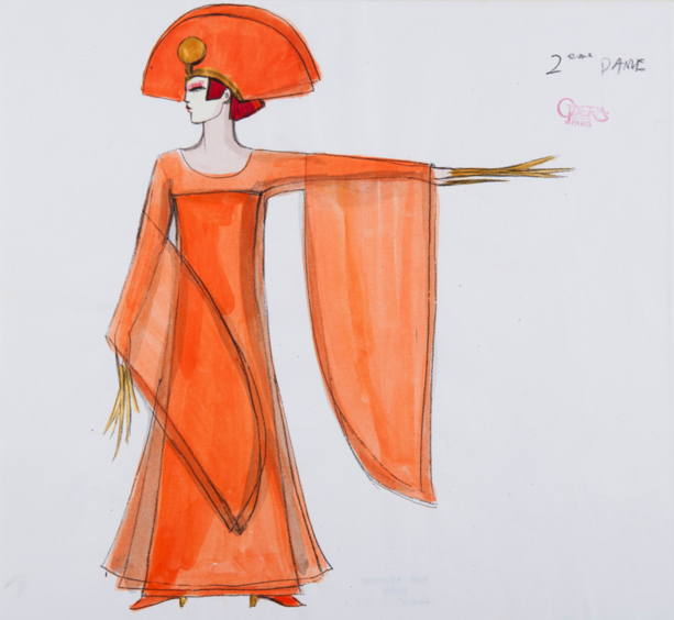 Kenzo, maquette de costume pour La Flûte enchantée de Mozart 1999 Coll. BnF/ BmO © Opéra national de Paris/ Julien Benhamou Kenzo, maquette de costume pour La Flûte enchantée de Mozart 1999 Coll. BnF/ BmO © Opéra national de Paris/ Julien Benhamou