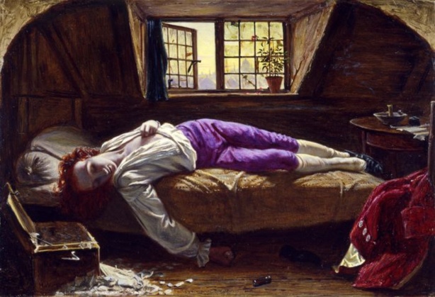 wikicommons. H. Wallis, The Death of Chatterton wikicommons. H. Wallis, The Death of Chatterton