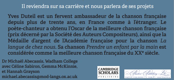 Yves Duteil à Oxford, 15th November Yves Duteil à Oxford, 15th November