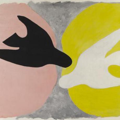 Georges Braque, L’oiseau noir et l’oiseau blanc,1960, Huile sur toile, 134 x 167,5 cm, Paris © Leiris SAS Paris © Adagp, Paris 2013 - See more at: http://www.grandpalais.fr/fr/evenement/georges-braque#sthash.lcmQ31vk.dpuf