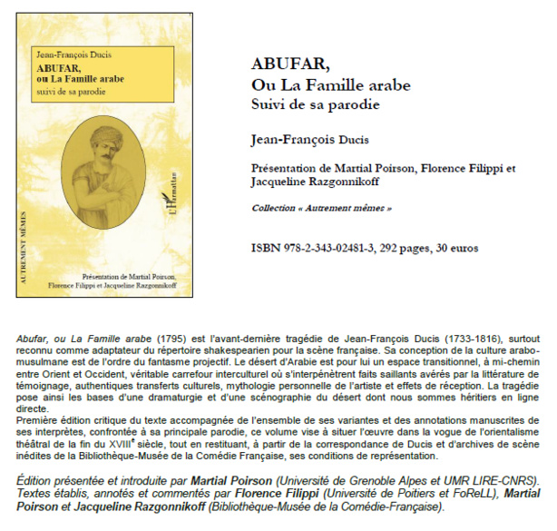 Parution : Abufar ou la famille arabe, M. Poirson, F. Filippi, J. Razgonnikoff (éd.)