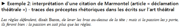 Marmontel, « article déclamation », Encyclopédie, 1753 ; (in) Ecrits sur l’art théâtral (1753-1801), Spectateurs, I., p. 684 (pagination originale entre crochets).