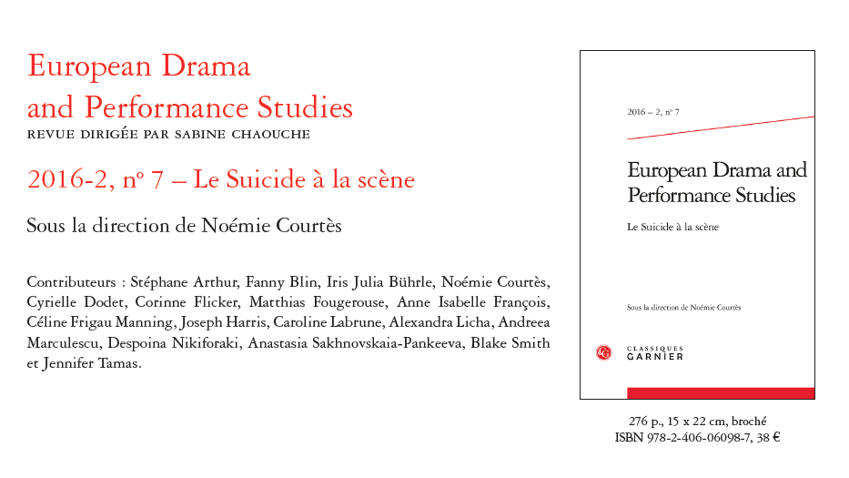 EDPS 7: Le Suicide à la scène. Noémie Courtès (dir.)