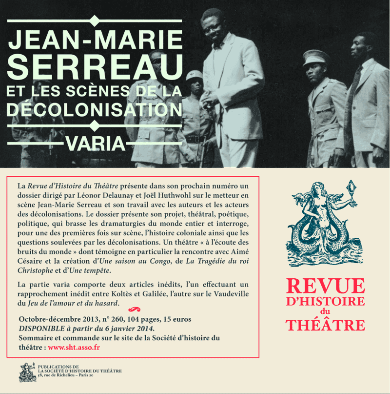 Revue d'Histoire du Théâtre n°260 : Jean-Marie Serreau et les scènes de la décolonisation