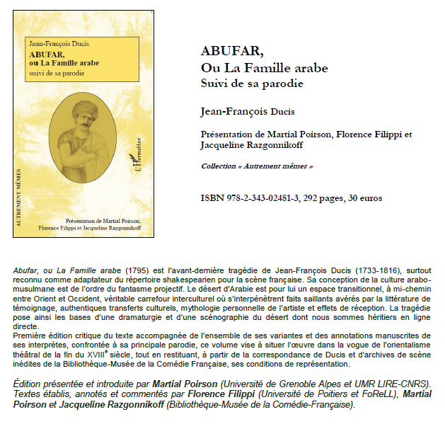 Parution : Abufar ou la famille arabe, M. Poirson, F. Filippi, J. Razgonnikoff (éd.)