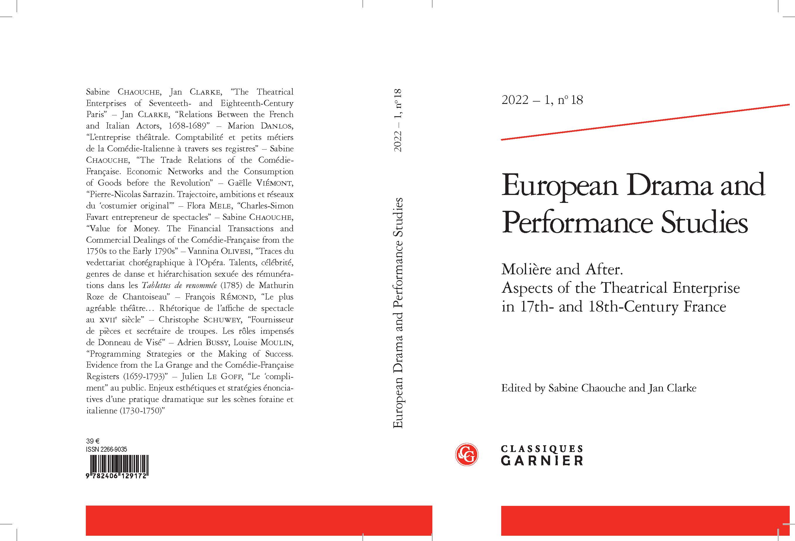 Publication: Molière and After Aspects of the Theatrical Enterprise in 17th- and 18th-Century France Publication: Molière and After Aspects of the Theatrical Enterprise in 17th- and 18th-Century France